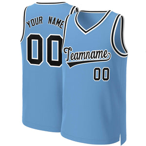 Custom Light Blue Black-White Classic Tops Basketball Jersey