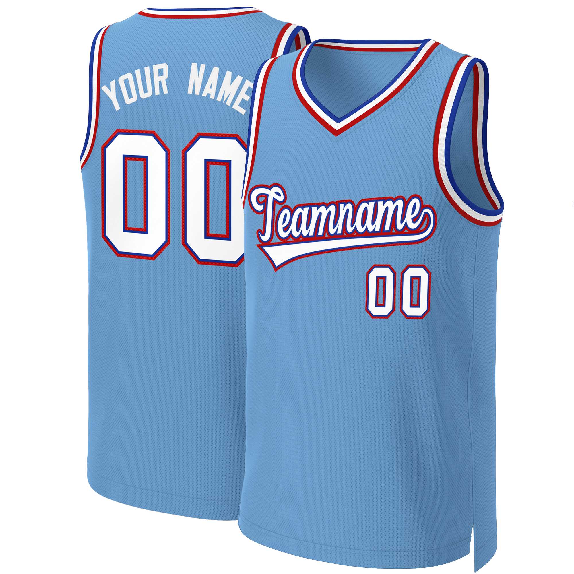 Custom Light Blue White-Royal Classic Tops Basketball Jersey