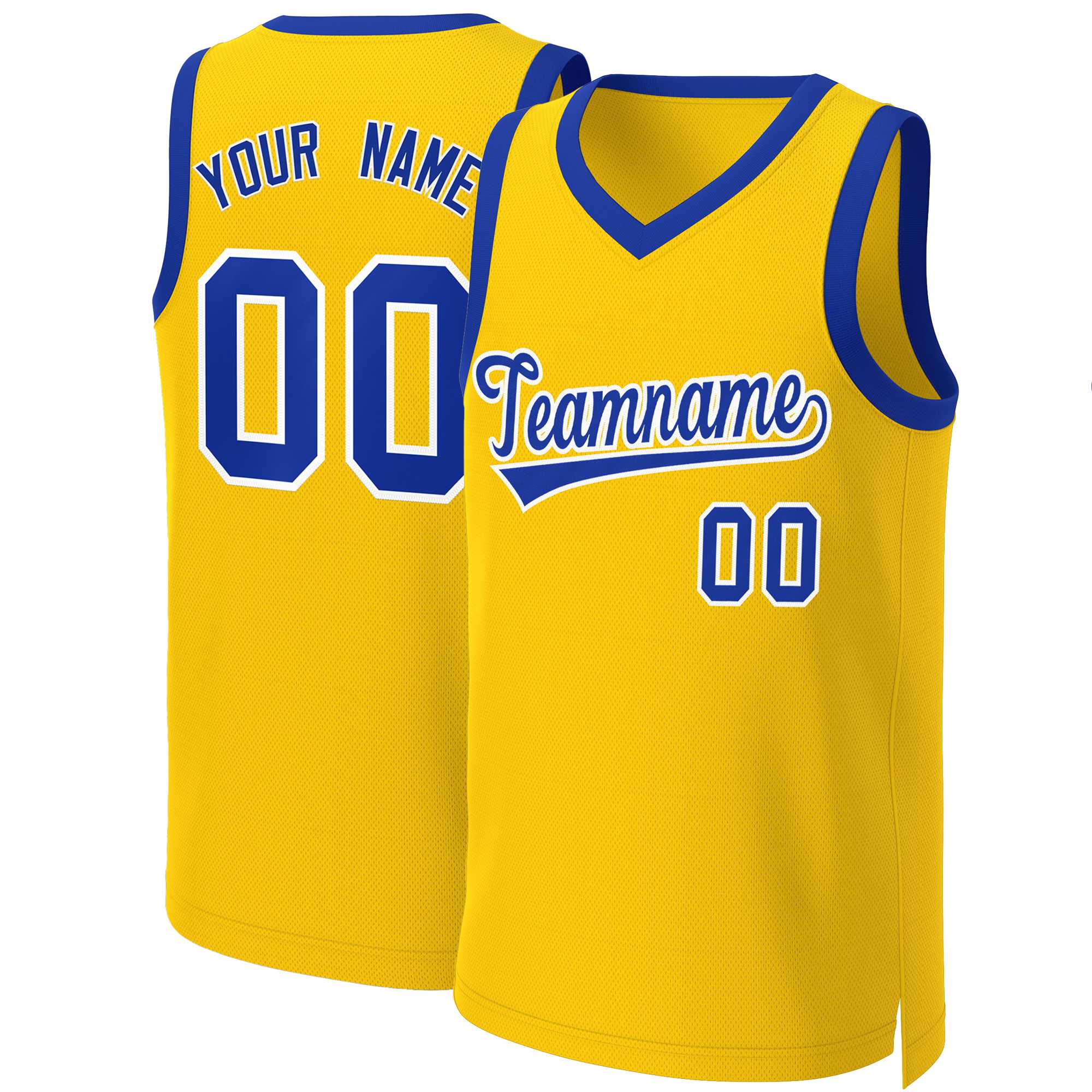 Custom Yellow Royal-White Classic Tops Basketball Jersey