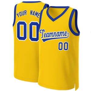 Maillot de basket-ball classique jaune Royal-blanc personnalisé