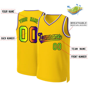 Custom Yellow Purple-Black Classic Gradient Fashion Tops Basketball Jersey