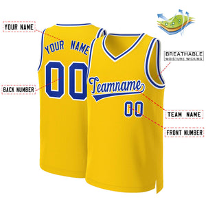 Maillot de basket-ball classique jaune Royal-blanc personnalisé