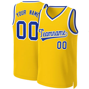 Custom Yellow Royal-White Classic Tops Basketball Jersey