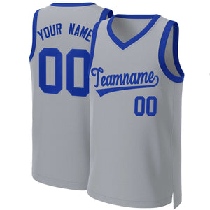 Custom Gray Royal Classic Tops Basketball Jersey