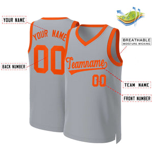 Custom Gray Orange Classic Tops Basketball Jersey