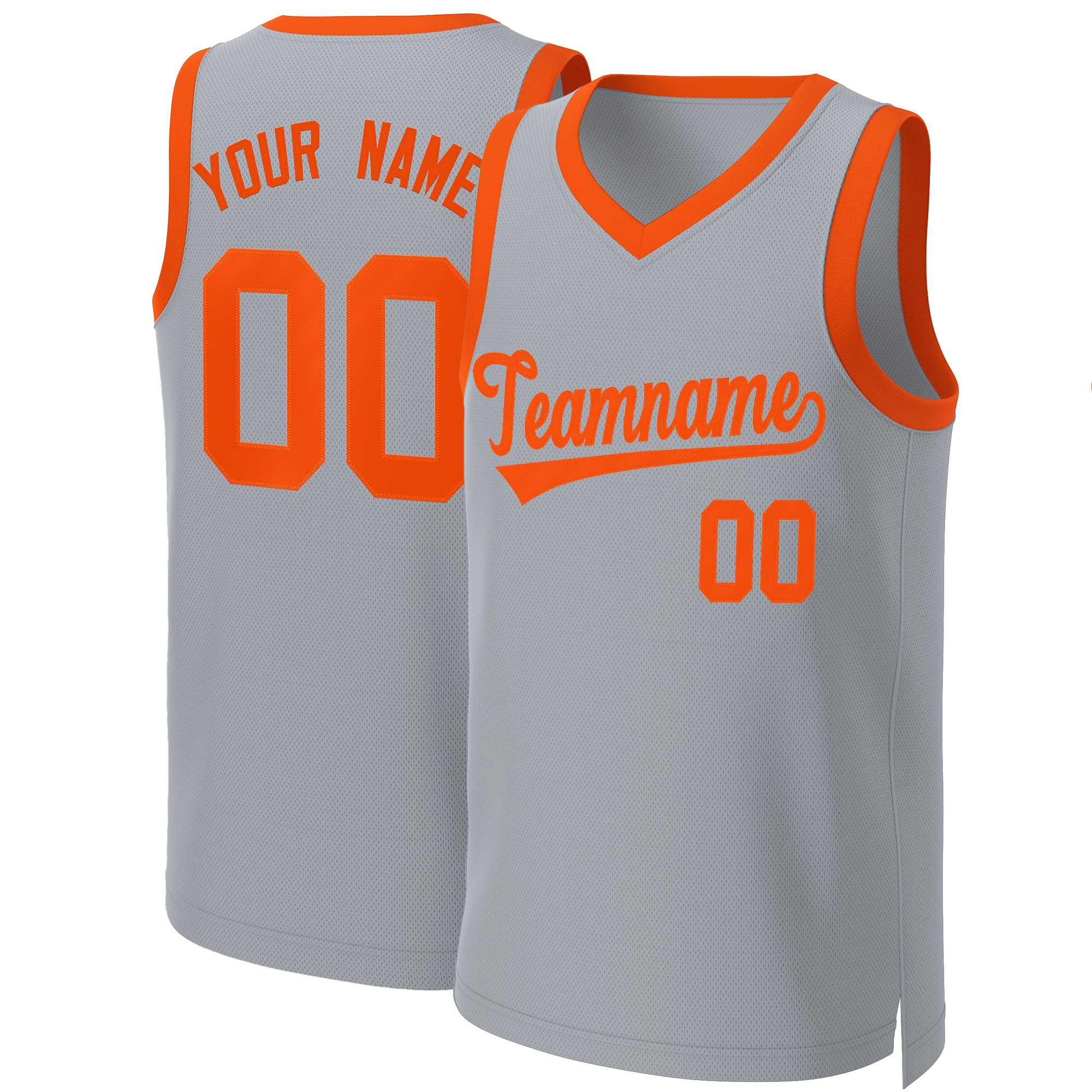 Maillot de basket-ball classique gris Orange personnalisé