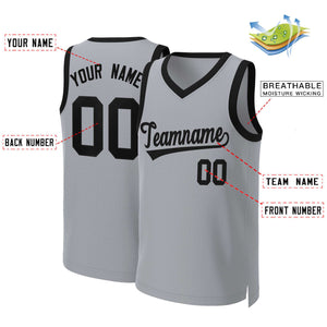 Custom Gray Black Classic Tops Basketball Jersey