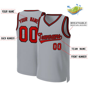 Custom Gray Red-Black Classic Tops Basketball Jersey