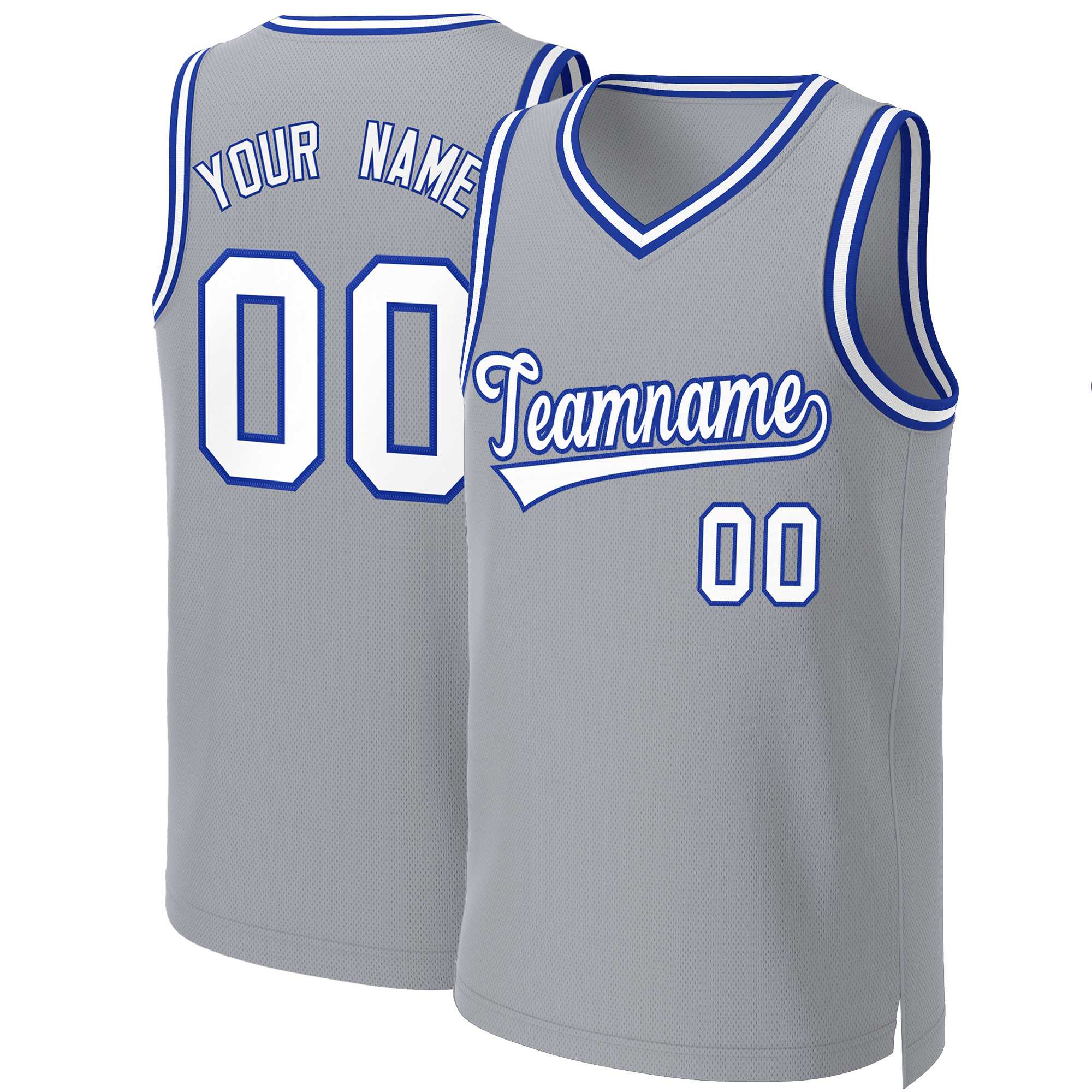 Custom Gray White-Royal Classic Tops Basketball Jersey