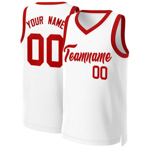 Maillot de basket-ball classique blanc rouge personnalisé