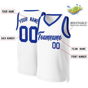 Custom White Royal Classic Tops Basketball Jersey