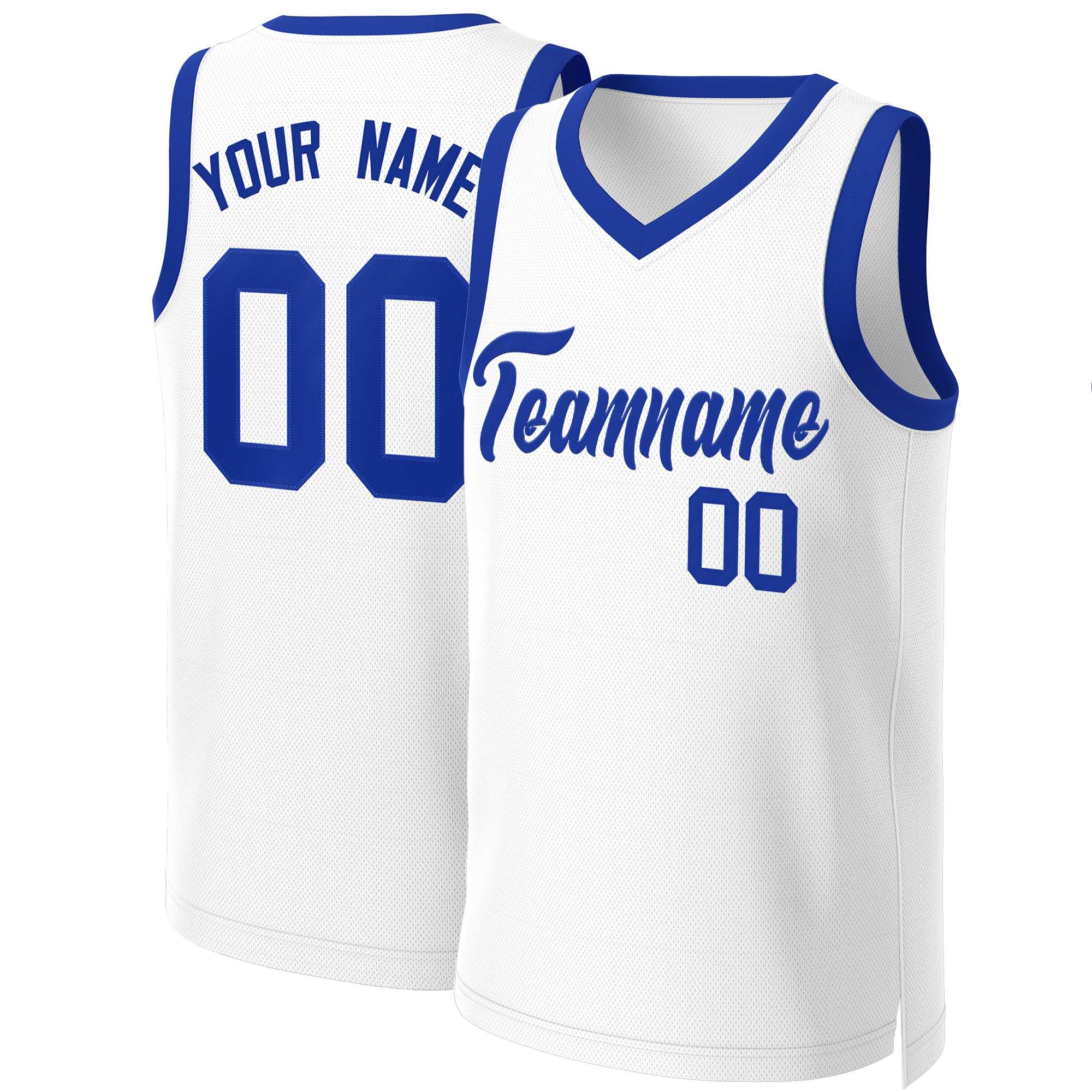 Maillot de basket-ball Royal Classic blanc personnalisé