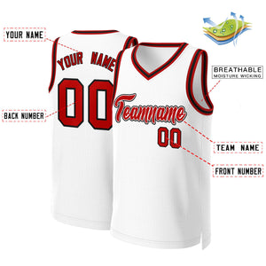 Custom White Red-White Classic Tops Basketball Jersey