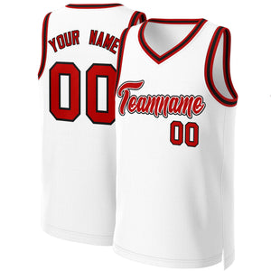 Custom White Red-White Classic Tops Basketball Jersey