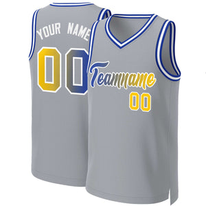 Custom Gray Royal-White Classic Gradient Fashion Tops Basketball Jersey