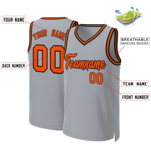 Custom Gray Orange-Black Classic Tops Basketball Jersey