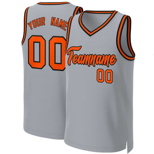 Custom Gray Orange-Black Classic Tops Basketball Jersey