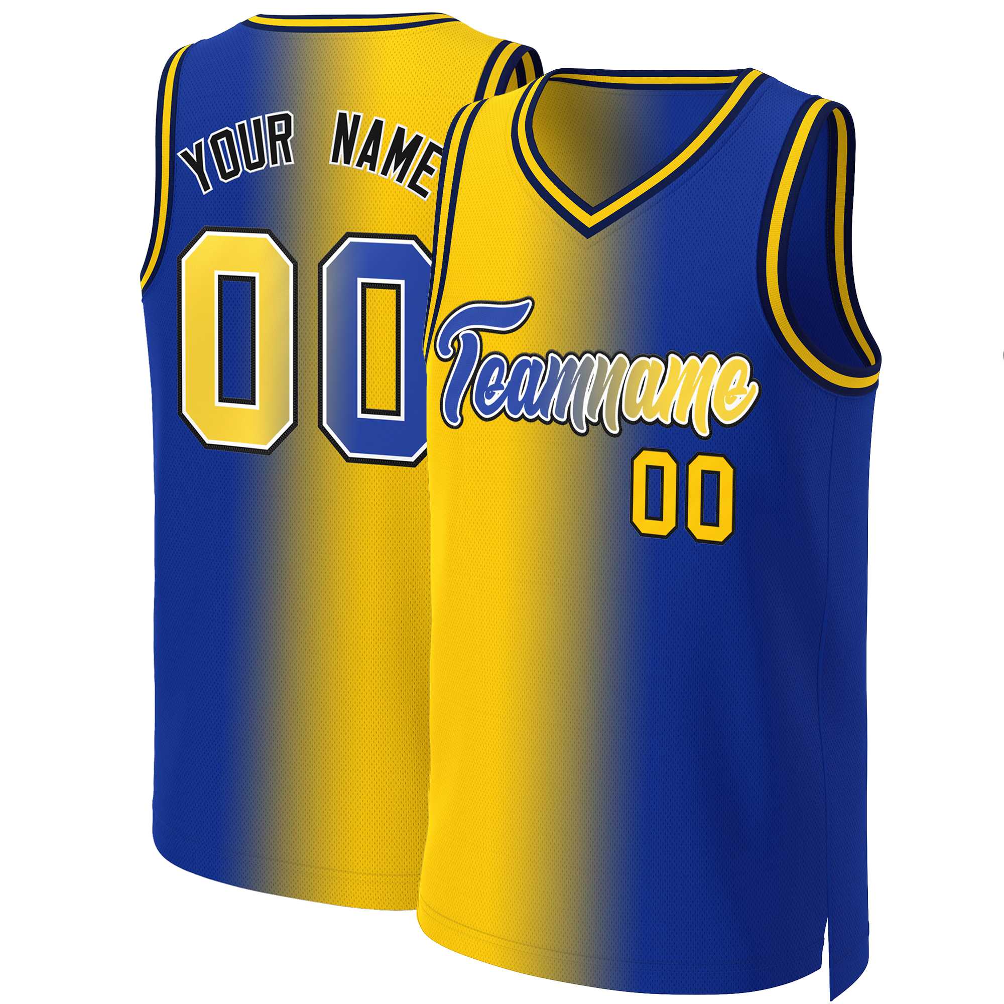 Custom Royal Royal-White Gradient Fashion Tops Basketball Jersey