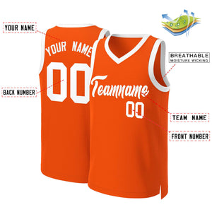 Maillot de basket-ball classique blanc Orange personnalisé