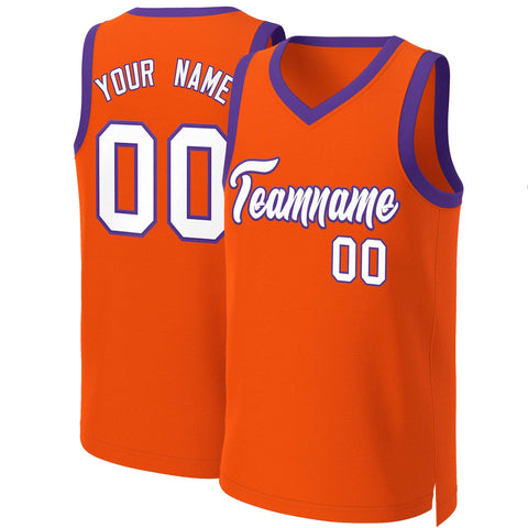 Custom Orange White-Purple Classic Tops Basketball Jersey