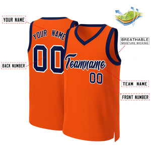 Custom Orange Navy-White Classic Tops Basketball Jersey