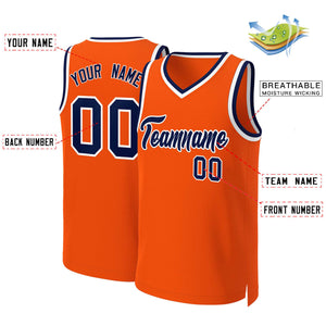 Maillot de basket-ball classique personnalisé Orange marine-blanc