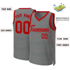 Maillot de basket-ball classique personnalisé gris foncé rouge