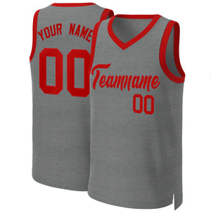 Maillot de basket-ball classique personnalisé gris foncé rouge