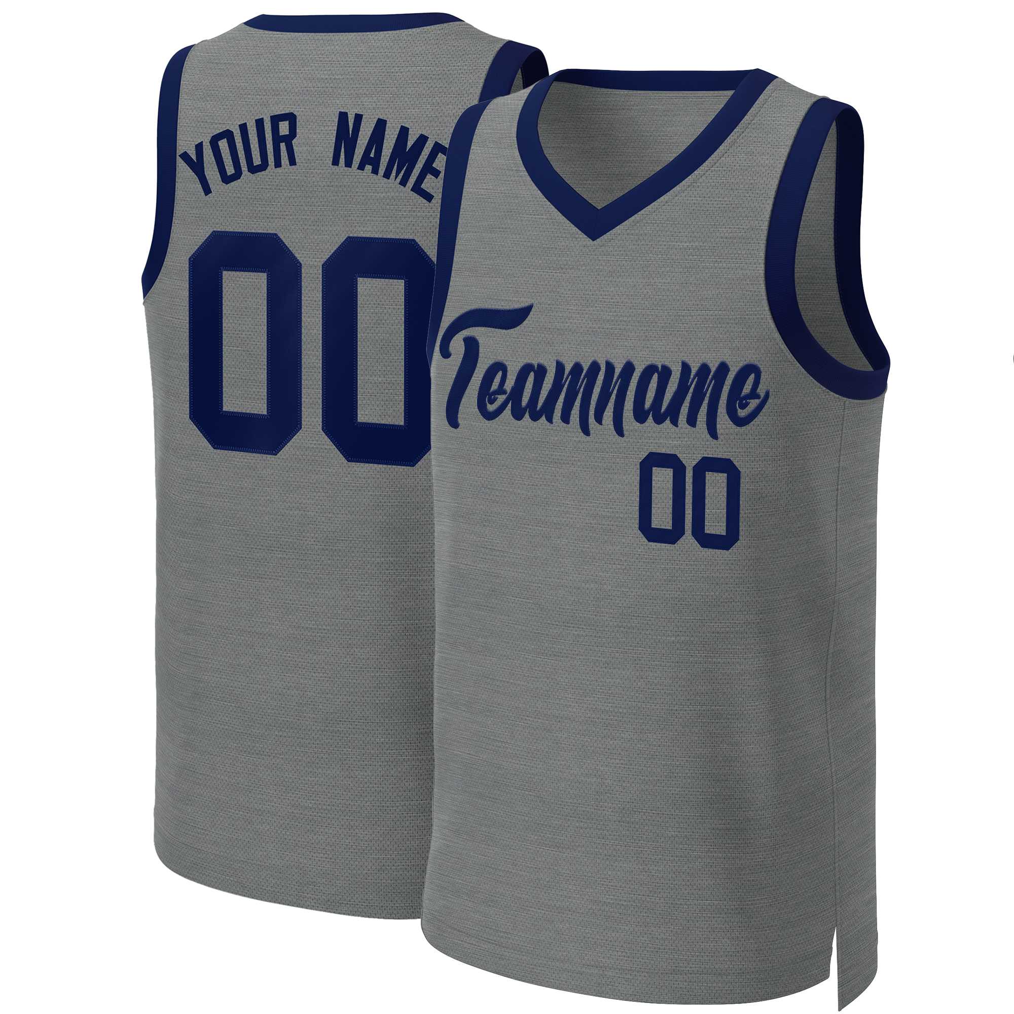 Maillot de basket-ball classique personnalisé gris foncé marine