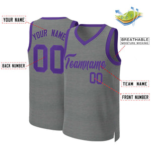 Maillot de basket-ball classique personnalisé, gris foncé, violet, personnalisé