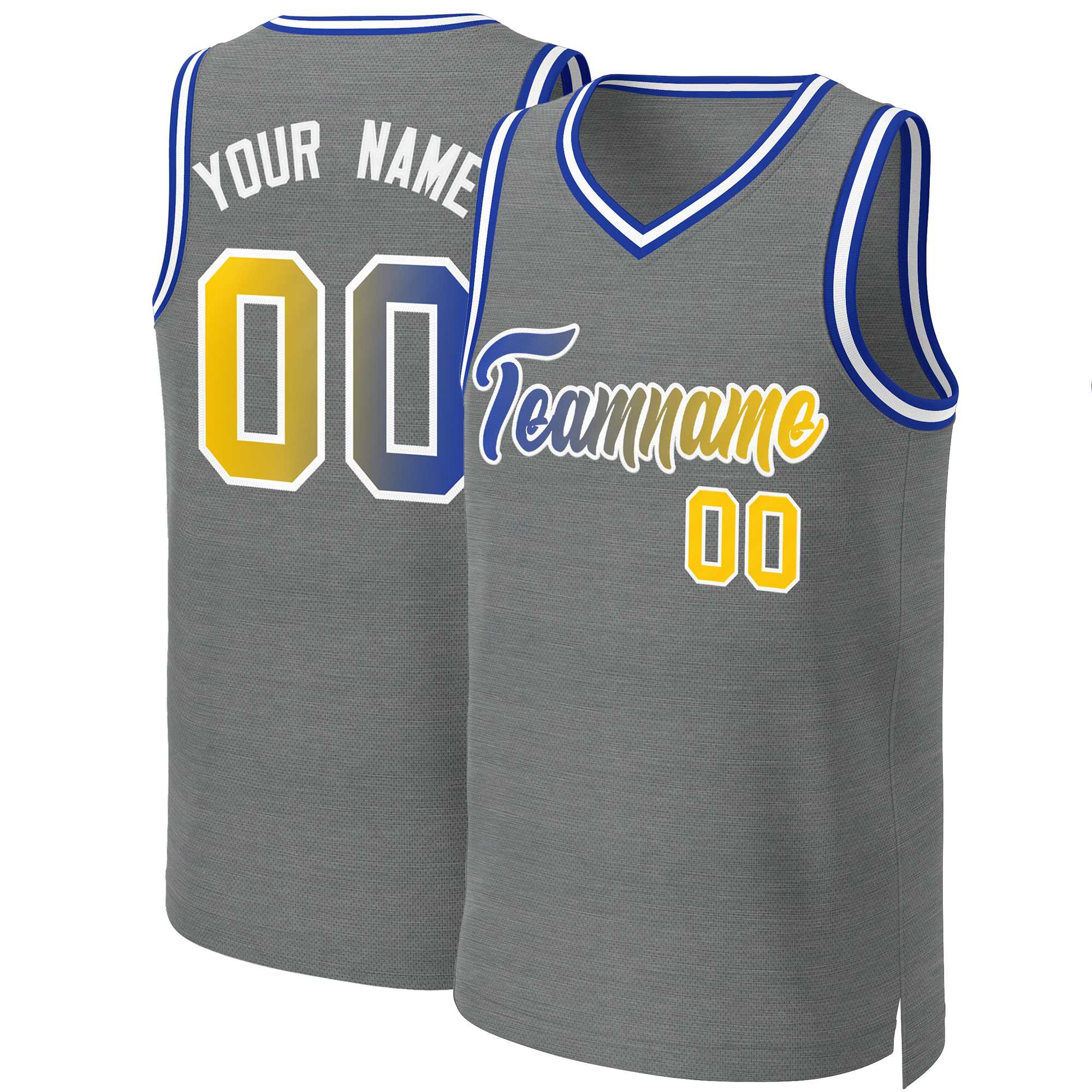 Custom Dark Gray Royal-White Classic Gradient Fashion Tops Basketball Jersey