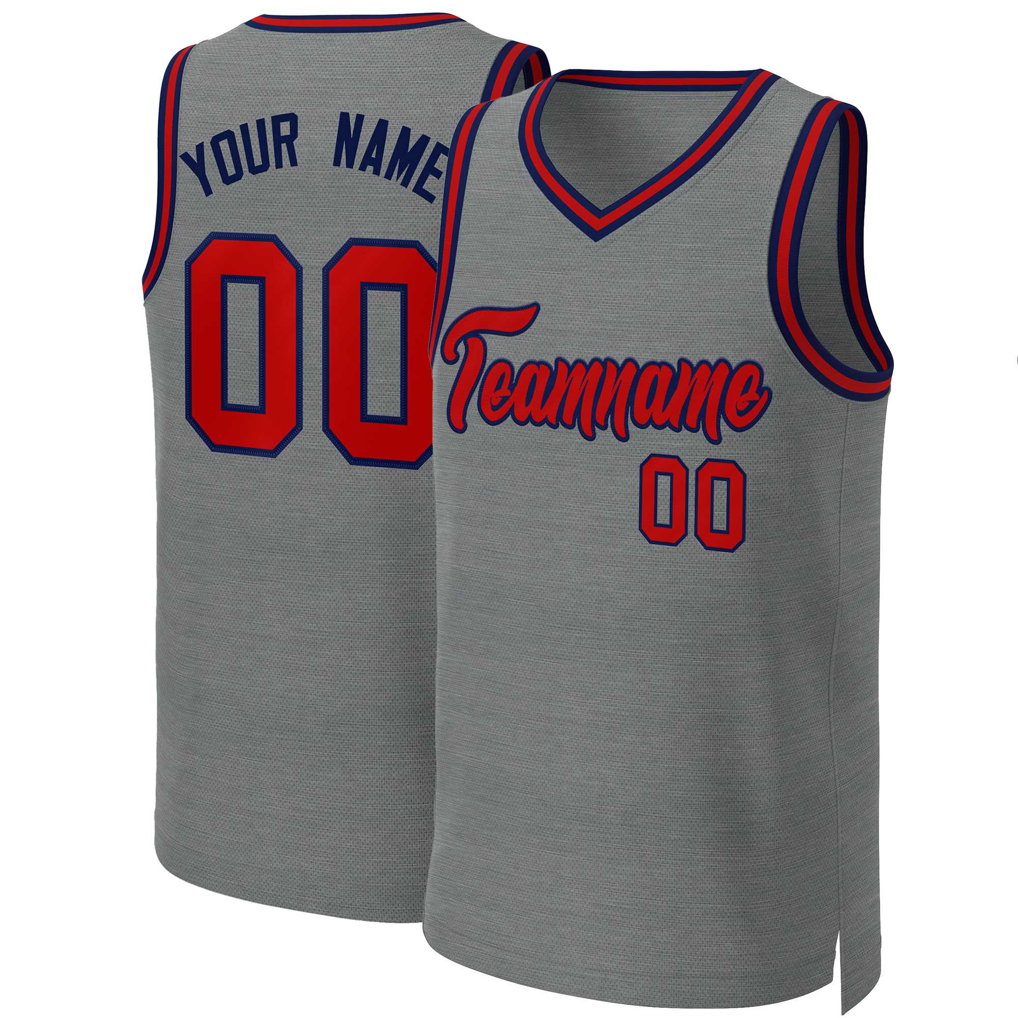 Custom Dark Gray Red-Navy Classic Tops Basketball Jersey