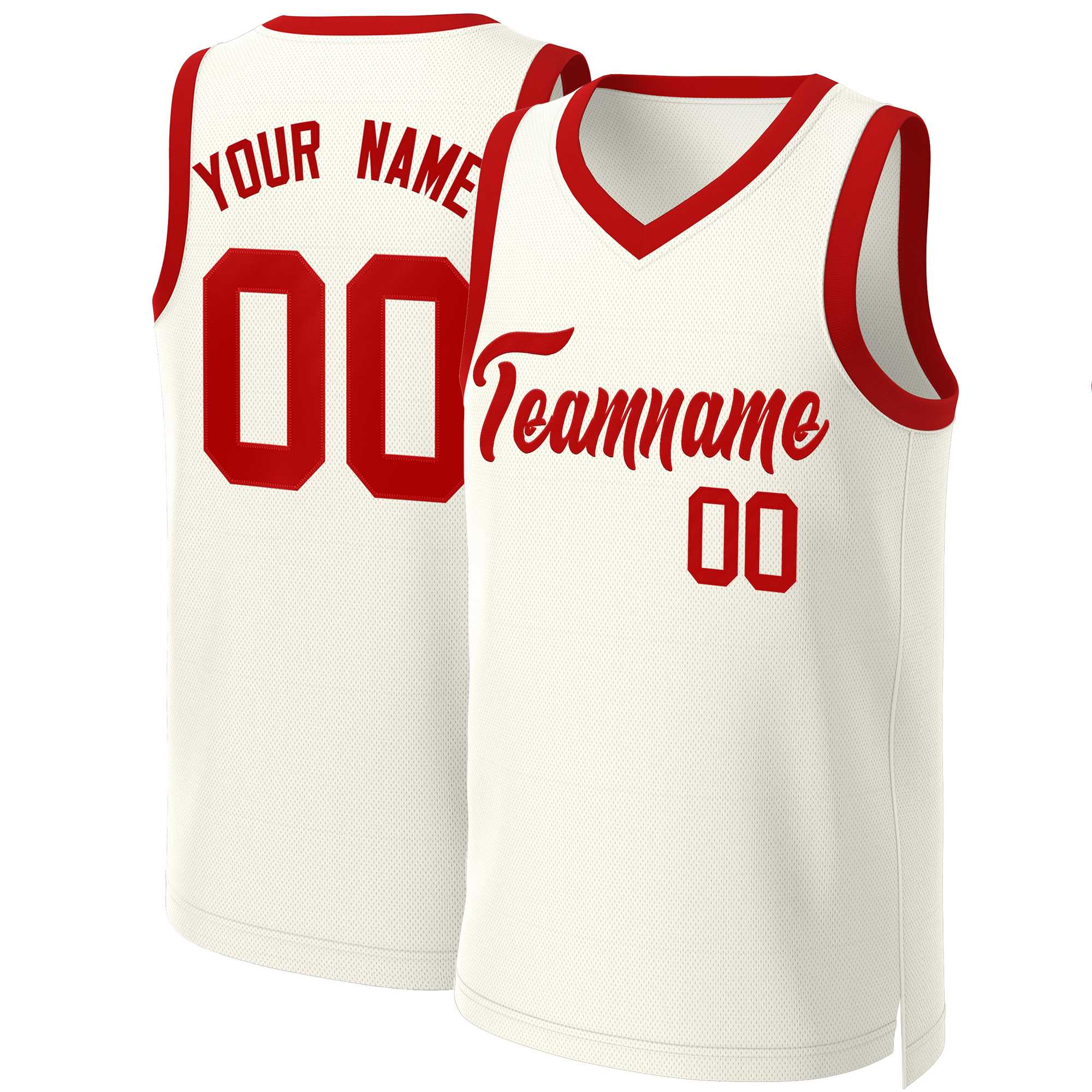 Maillot de basket-ball classique rouge kaki personnalisé