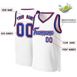 Custom White Royal-White Classic Tops Basketball Jersey