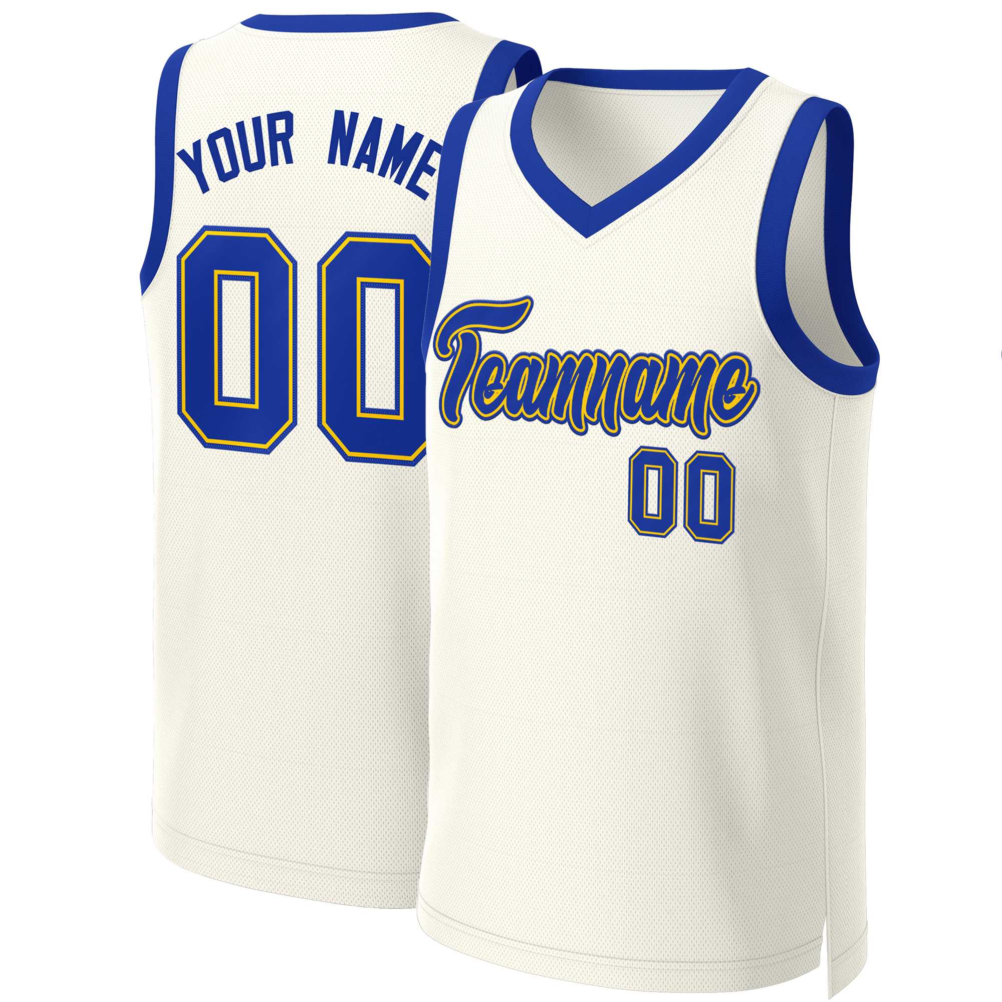 Custom Khaki Royal-Yellow Classic Tops Basketball Jersey