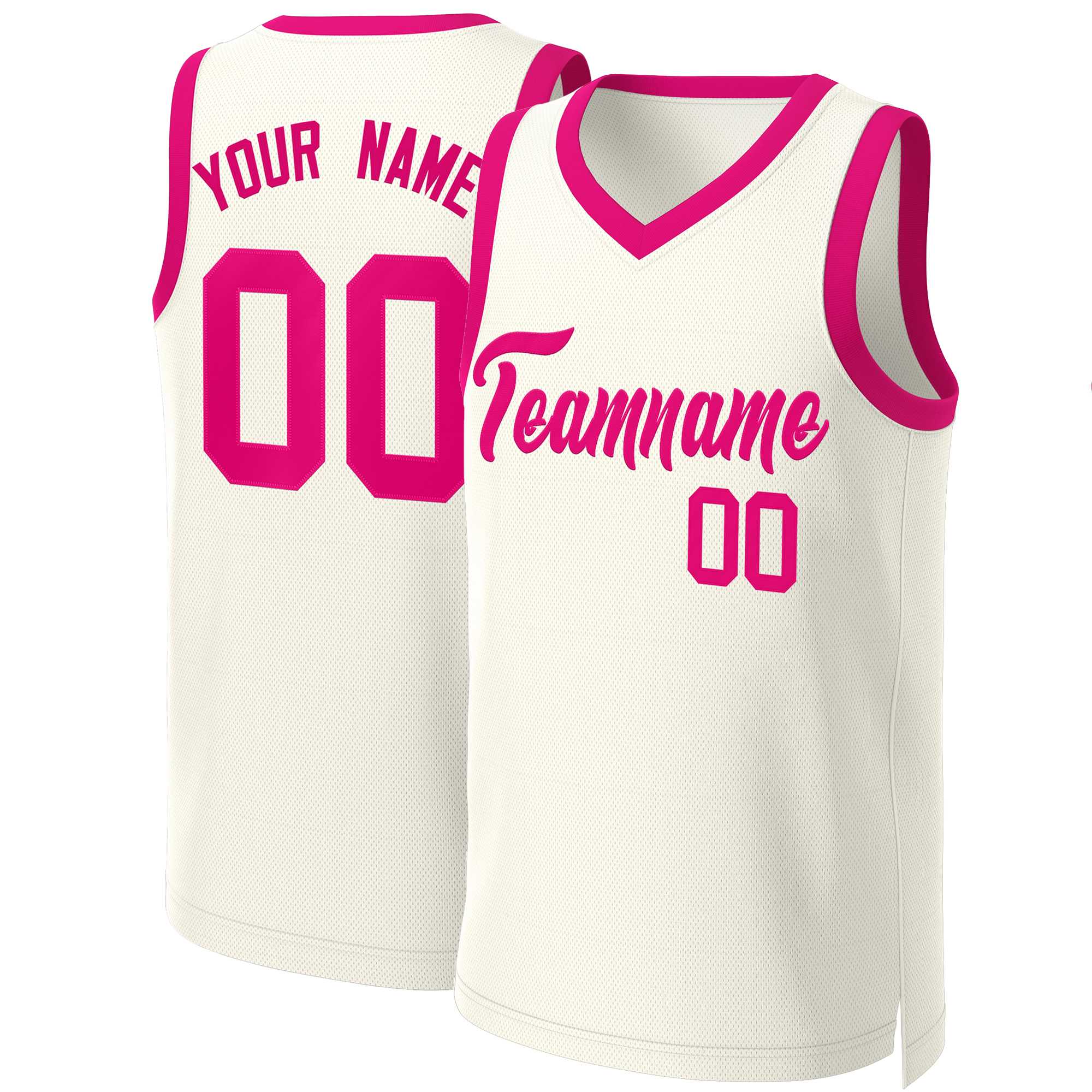 Maillot de basket-ball classique rose kaki personnalisé