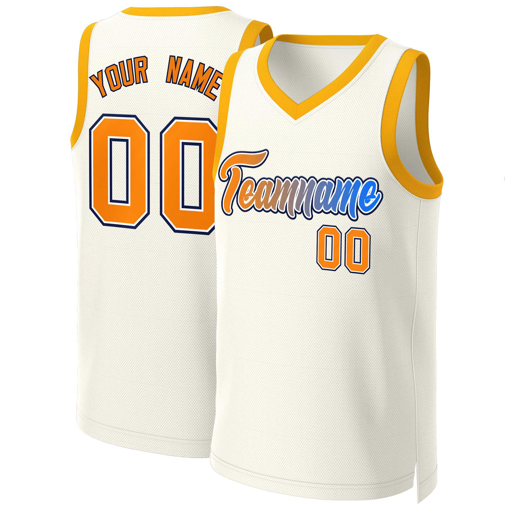 Custom Khaki Orange-White Classic Gradient Fashion Tops Basketball Jersey