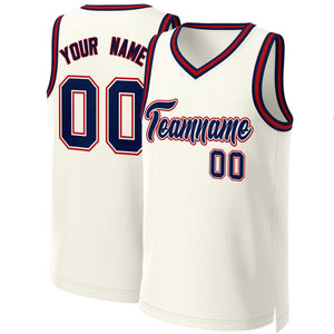 Custom Khaki Navy-White Classic Tops Basketball Jersey