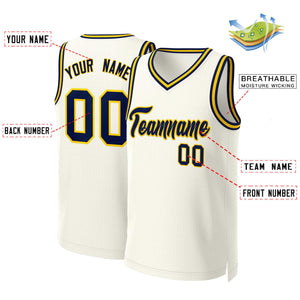 Maillot de basket-ball classique personnalisé kaki marine-jaune