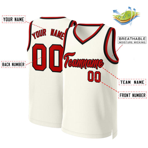 Custom Khaki Red-Black Classic Tops Basketball Jersey