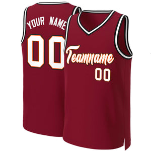 Custom Maroon White-Orange Classic Tops Basketball Jersey