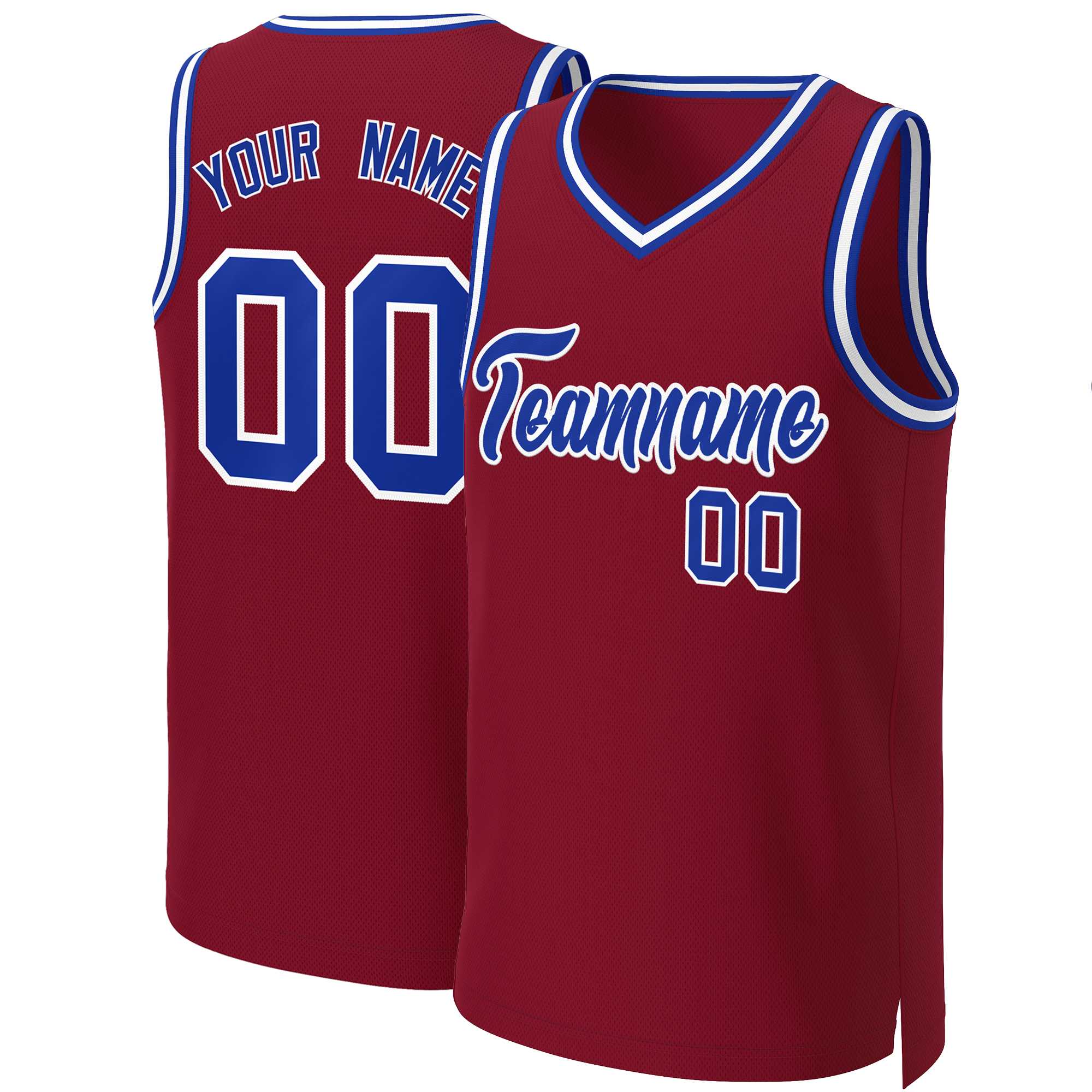 Custom Maroon Royal-White Classic Tops Basketball Jersey