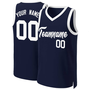 Maillot de basket-ball classique blanc marine personnalisé