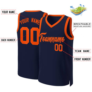 Custom Navy Orange Classic Tops Basketball Jersey