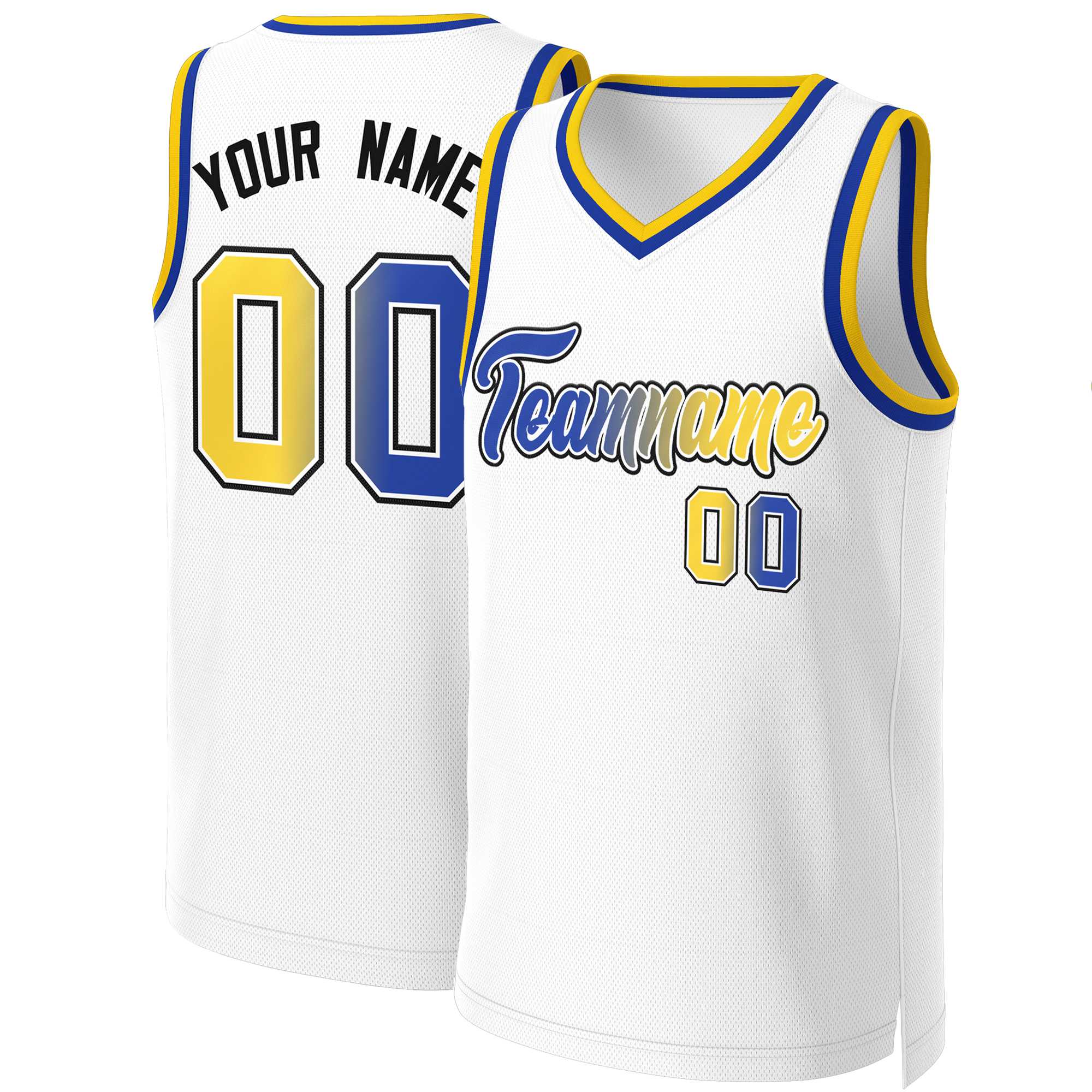 Custom White Royal-White Classic Gradient Fashion Tops Basketball Jersey