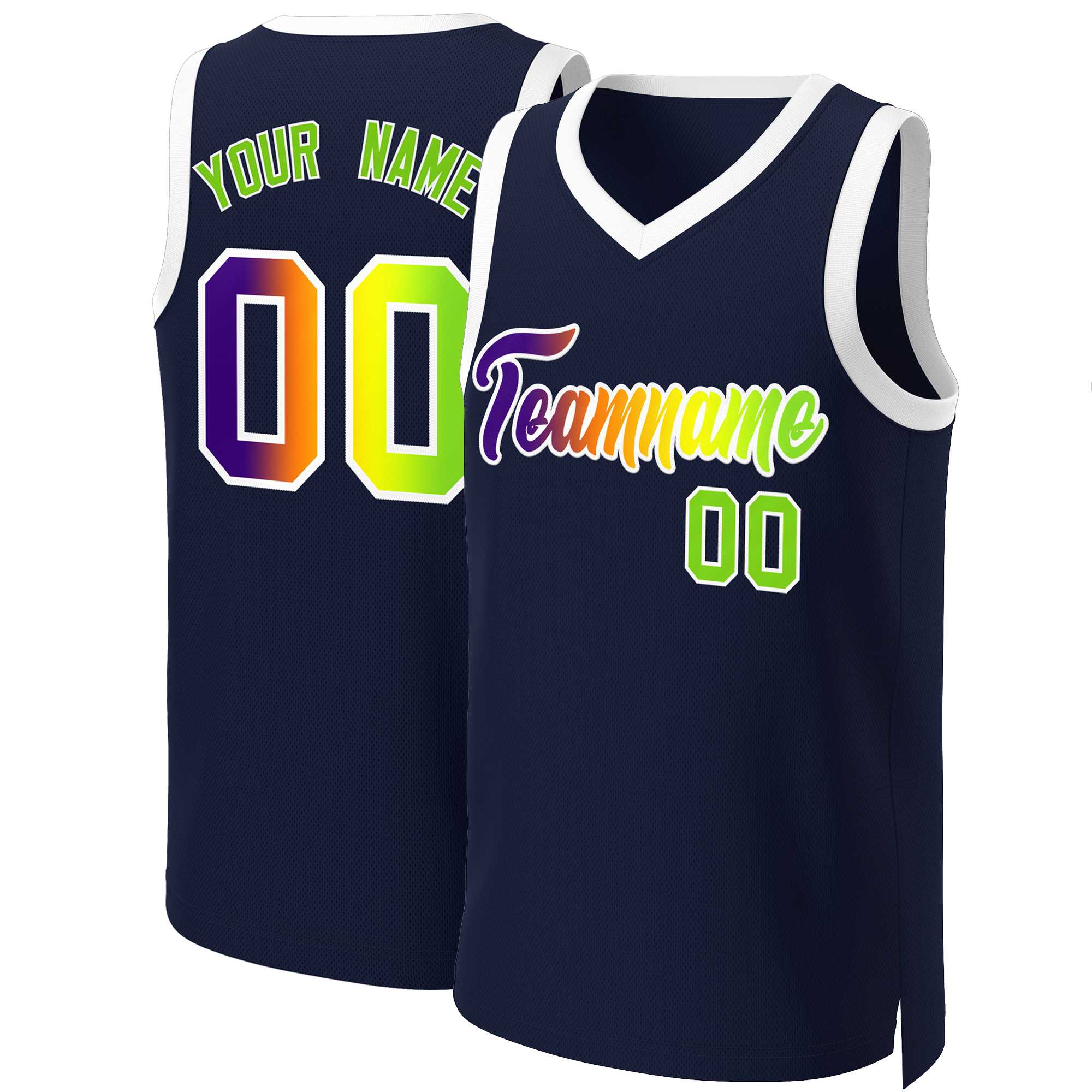 Custom Navy Purple-White Classic Gradient Fashion Tops Basketball Jersey