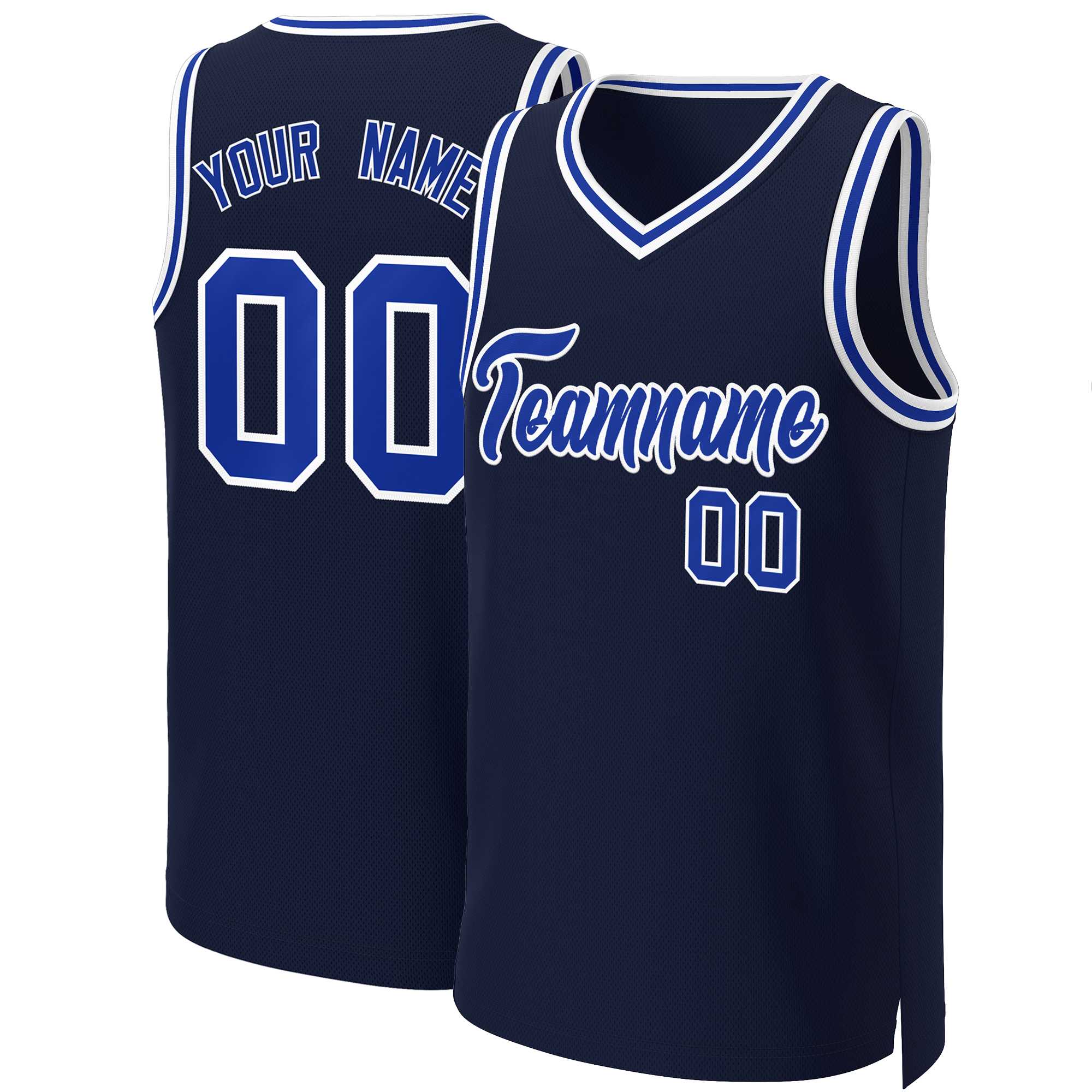 Custom Navy Royal-White Classic Tops Basketball Jersey