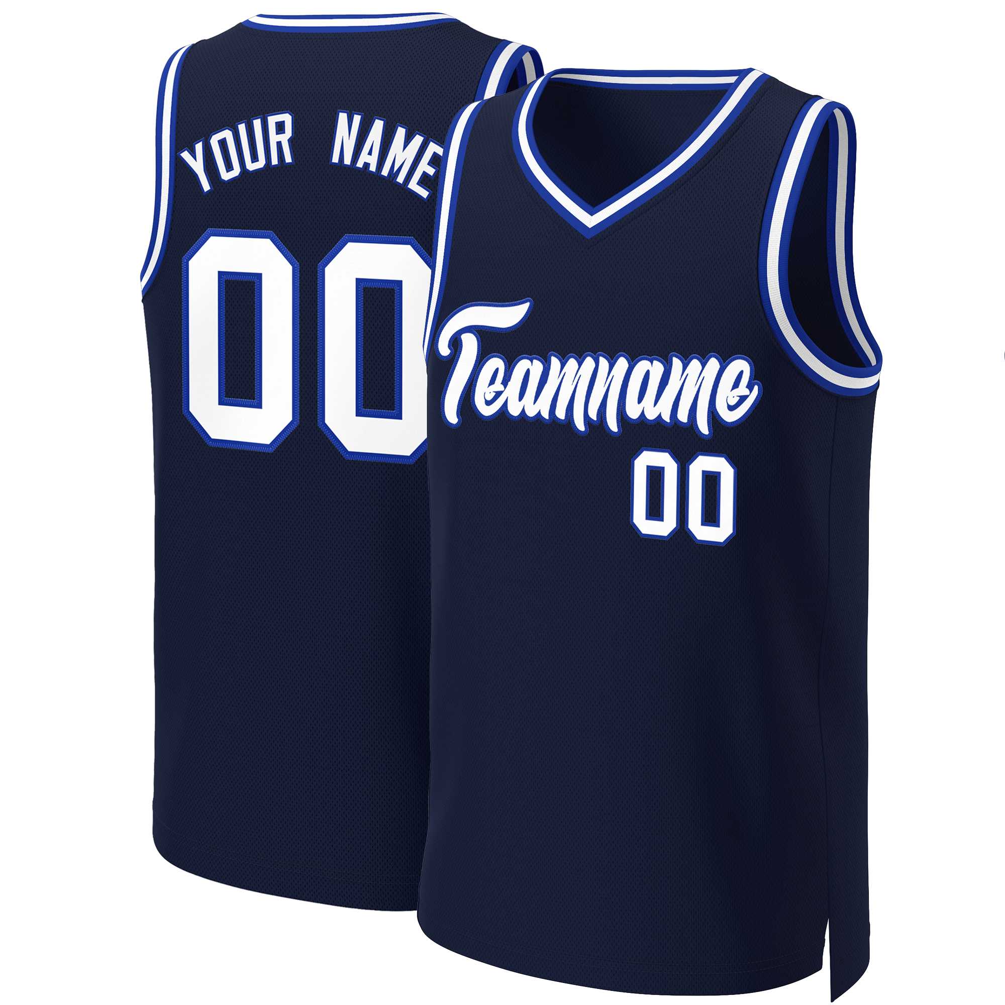 Custom Navy White-Royal Classic Tops Basketball Jersey