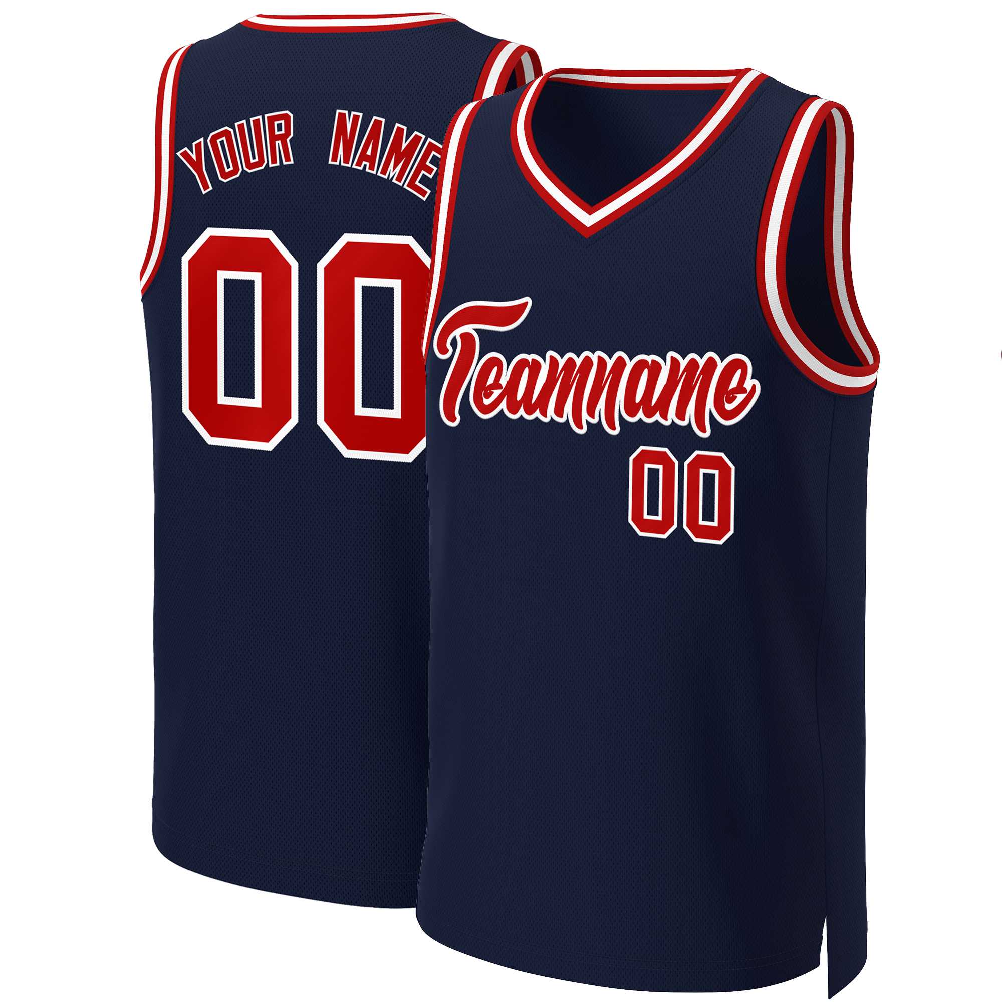 Custom Navy Red-White Classic Tops Basketball Jersey