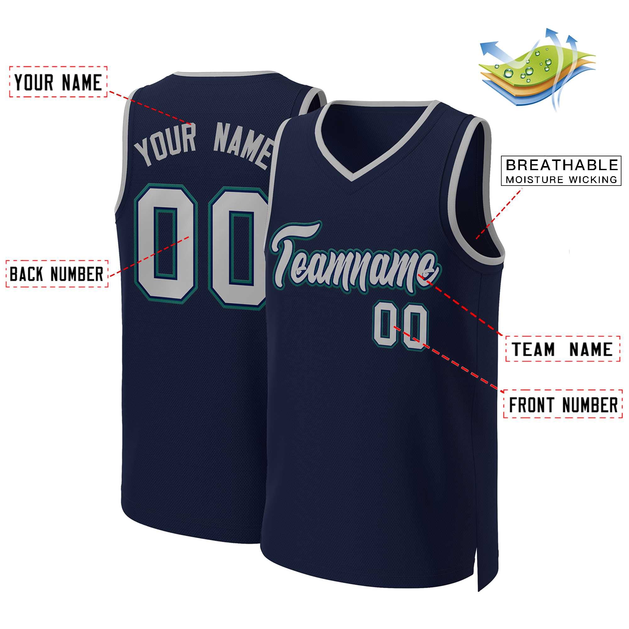 Custom Navy Gray-Navy Classic Tops Basketball Jersey